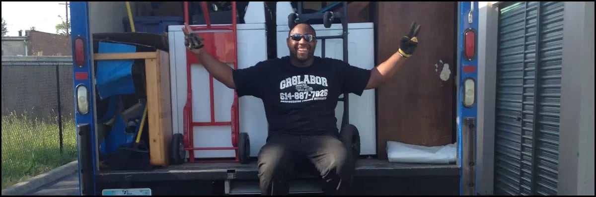 Gr8Labor Moving Company In Ohio Best moving companies in Ohio A guy happy on back of moving truck!